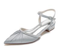 Wedding Shoes for Bride Bridal Flats Satin Women Pointed Toe Pleated Pumps