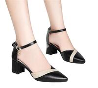Wedding Shoes for Women Women Fashion Buckle Strap Pearl Square Heel Shoes Lady Leisure Elegant Office Career Pumps(Color 06,38)