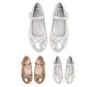 Wedding Shoes Kids Girls Dress Shoes Sparkling Sandals Ballet Flats Bowknot Fancy Dress Girls Shoes Fashionable Princess Shoes Elegant Wedding Shoes Lightweight School Shoes, silver, 4 UK