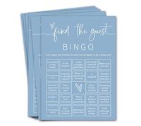 Wedding Shower Games Cards, 25Pcs Prefilled Find The Guest Bingo Game Cards, Engagement Party Games for Guests, Minimalist Blue Wedding Party Supplies - B19
