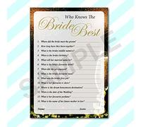 Wedding Shower, Hen Party, Games, Bride Cards, Groom Cards, Advice Card Games (9 Designs) (Who knows the Bride Best, Pack of 12)