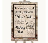 Wedding Sign Poster Print Vintage Wishing Well Message Can Be Fully Customised Any Wording Or Colour - Perfect Venue Decoration