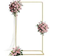Wedding Sign Stand Holder, Adjustable Height 1.2M-1.7M Arch Backdrop Stand, Metal Gold Heavy Duty Poster Easel With 4 Leather Hanging Straps for Birthday, Seating Charts, Welcome Signs Stands, Posters