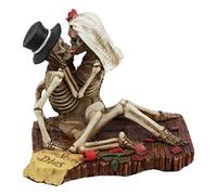 WEDDING SKULLS LOVE NEVER DIES STRANDED CAST AWAY SKELETONS FIGURINE