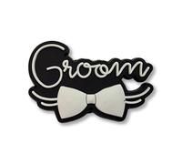 Wedding - Super Cute Black Groom Bride Bow Tie Badge Croc Charm - Gift