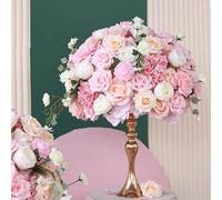 Wedding Table Centerpieces Luxury Pink White Artificial Rose Hydrangea Flower Ball Centerpieces for Event Backdrop Decoration (50cm)