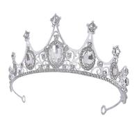 Wedding Tiara Crown Women Silver Rhinestone Zinc Alloy Headpiece | Baroque Antique Style, Delicate Craftsmanship, Birthday and Engagement Party Photo Prop, Acrylic Accents