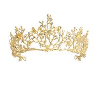 Wedding Tiara Vintage Rhinestone Headband Goddess Queen Wedding Festival Party Hair Accessories for Women Gold Headpiece