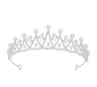 Wedding Tiara, Vofler Bride Pearl Crown - Silver Crystal Rhinestone Headband for Women Queen Ladies Flower Girls Bridal Birthday Pageant Prom Homecoming Halloween Princess Diana Costume Party