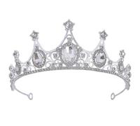 Wedding Tiara Women Rhinestone Crown Bride Headpiece | Silver Zinc Alloy with Acrylic Rhinestones, Vintage Antique Style, Photo Prop for Women Weddings