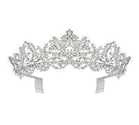 Wedding Tiaras and Crowns for Women, Didder Silver Crystal Tiara Rhinestone the Crown with Combs Tiaras and Crown for Girls Elegant Princess Crown Tiara Tiara for Women for Party Prom Christmas Gifts