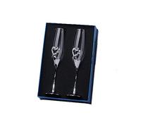 Wedding Toasting Champagne Glasses Flutes Crystal Diamante Hearts Silvery, 26x6.5CM