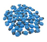 Wedding Touches Blue Mini 9x12mm LadyBirds Self Adhesive Wooden Ladybug Craft Card Wood Toppers (50)