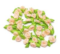 Wedding Touches Light Peach 15mm Mini Rose Satin Ribbon Rose Buds Craft Decorative Craft Flowers (100)