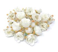 Wedding Touches Mini 25mm Rose Bud Decorative Synthetic Flowers (Faux Silk) Mini Rose Buds (50, White)