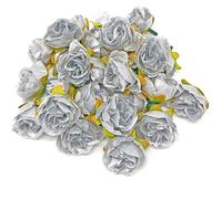 Wedding Touches Silver Rose Bud Decorative Synthetic Flowers (Faux Silk) Mini Rose Buds (50)