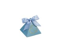 Wedding triangle box, happy engagement, groom and bride pink, red, blue three options exquisite packaging candy(Blue,20pcs)