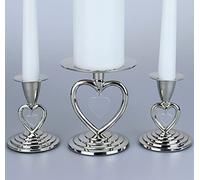 Wedding Unity Candle Holder set of 3 featuring a single heart stem by Just Candles