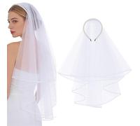 Wedding Veil,Sheer Short Photo Prop | Bride Veil Headband | for Wedding Engagement Bachelorette Party Masquerade Ball