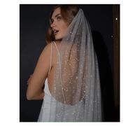 Wedding Veil Sparking Bridal Veils Long Golden Bride Wedding Veil Colored Yarn with Sequins For Bridal Shower, Wedding(White,150cm)