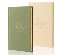 Wedding Vow Books With Gold Foil Lettering, Hard Cover His and Hers Vow Books, Canvas Linen Foil Embossed Wedding Ceremony Vow Books - A Beautiful Addition For The Wedding Day, 56 Pages, 5.9" X 3.9"