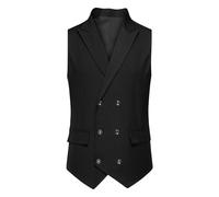 Wedding Waistcoats for Men Herringbone Single Breasted Gilet Black Formal Solid Color Waistcoat Classic Casual Business Party Suit Vest Slim V Neck Sleeveless Retro Blazer Jacket with Pockets UK Size