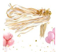 Wedding Wands with Ribbons, Pack of 50 Fairy Sticks, Decoration Sticks with Bells for Wedding Finishing Celebration Event Gift Item