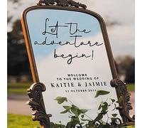 Wedding Welcome Mirror Sticker - Personalised Name & Date DIY Mirror Decal, Wedding Sign Party Decor, Guest Photos - Let The Adventure Begin