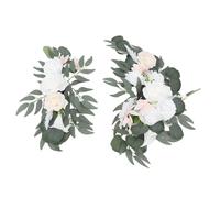 Wedding Welcome Signs Decoration, 2Pcs Decorative Wedding Arch Artificial Flowers with 3 Clips for Beach Wedding Inside (White)