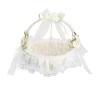 Wedding White Flower Basket, Elegant Romantic Flower Girl Basket, Lace Edge Design with Sufficient Capacity, Perfect for Wedding Photography Props and Ceremonies