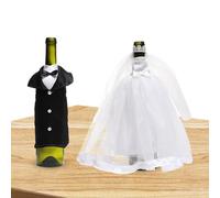 Wedding Wine Bag - Bride And Groom Wine Bottle Wrapper, Wedding Dress And Suit Decorative Covers | Marriage Party Liquor Bottle Dress-Up Bags For Celebration Decoration | Elegant Liquor Wrap For Event