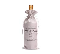 Wedding Wine Bag for Mr & Mrs 2026 Reusable Champagne Bottle Holder, Anniversary & Bridal Shower Gift, Elegant Keepsake for Couples