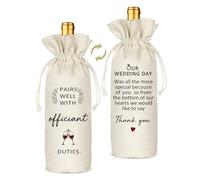 Wedding Wine Bag Gifts, Wedding Officiant Gift, Officiant Wine Bag Gift, Bridesmaid Gifts for Wedding Day, Funny Wedding Ideas, Pairs Well With Officiant Duties (Beige-Wedding02)