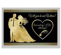 Wedding Witness Card - Will You be My Witness Cards - Perfect Invitation for Asking Witnesses for Marriage Ceremony - Keepsake - Quality Gold Black Bride & Groom Silhouette Theme