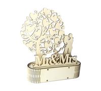 Wedding Wooden Decor Mr Love Heart Shape Romantic Pendant LED Night Light DI