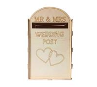 Wedding Wooden Post Box Card Mailbox Rustic Wedding Card Holder Box Wedding Supplies (With a Key)
