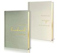 WeddingGiftsWedding Vow Books His and Hers Set of 2 Canvas Linen Wedding Vow Books Husband and Wife Hard Cover Vow Books for Engagement Gifts(XZ-HW-Sage)