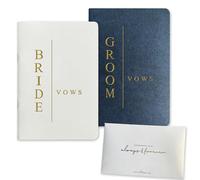 WeddingGiftsWedding Vow Books His and Hers Wedding Vow Books Bride and Groom with Soft Touch Gold Foil Engraving Wedding Essentials(TR-GB-Navy)