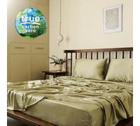 Weddingly Certified 100% Eucalyptus Tencel Lyocell King Sheets|4 Piece Set|Sateen Weave|True Carbon Zero|Gentle to Skin|Genuity Tags Included|Natural Sheen|Body Temp Regulation (Sage Green)