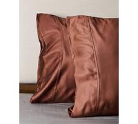 Weddingly Certified 100% Tencel Lyocell|Sateen Weave|True Carbon Zero|Gentle to Skin|Genuity Tags Included|Natural Sheen|Austrian Eucalyptus(Standard/Queen Pillowcases,Chocolate)
