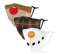 Weddingstar 3 Pack Kid's Washable Cloth Face Mask Reusable and Adjustable with Filter Pocket - Holiday Cheer