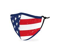 Weddingstar Kids Washable Cloth Face Mask Reusable and Adjustable Protective Fabric Face Cover w/Dust Filter Pocket - USA Flag