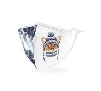 Weddingstar Kid's Washable Cloth Face Mask Reusable and Adjustable Protective Fabric Face Cover w/Dust Filter Pocket - Cozy Cat