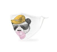 Weddingstar Kid's Washable Cloth Face Mask Reusable and Adjustable Protective Fabric Face Cover w/Dust Filter Pocket - Hipster Panda