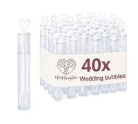 WeddingTree 40x Soap Bubbles with Heart Grip for Wedding, Birthday, Valentine's Day - Wedding Favours for Guest
