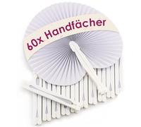 WeddingTree ® 60 x Folding Fan - White Paper Fan - Help Guests to Stay Cool - Gifts for Guests Wedding Party Flamenco Belly-Dance