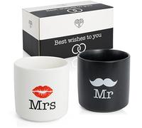 WeddingTree Mr and Mrs Mugs, Set of 2 - Partner Mugs - Mr and Mrs Mugs for Couples for Wedding Engagement Wedding Anniversary - Modern Wedding Gift - Mr and Mrs Gifts