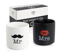 WeddingTree Set of 2 Mugs - Couples Mugs - Mr & Mrs Mugs for Engagement, Wedding, Birthday, Anniversary - Modern Wedding Gift