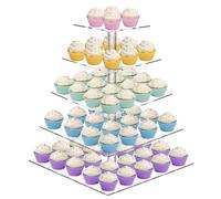 Weddingwish 5 Tier Acrylic Cupcake Stand, Clear Cupcake Tower Stand for 50 Cupcakes, Dessert Display Stand for Wedding Birthday