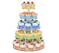 weddingwish 5 Tier Round Cupcake Stand for 50 Cupcakes, Acrylic Cupcake Display Stand, Clear Cupcake Tier Stand, Cupcake Holder Stand for Birthday Party Baby Shower